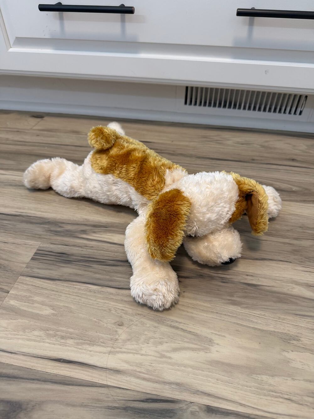 Ty Classic Beanie Buddy Dog Puppy Scraps 2001 Plush Cream Brown Floppy Patch 16"